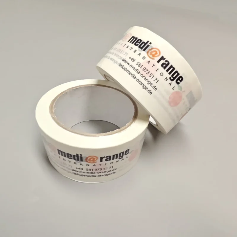 Weißes Klebeband Bedruckt stehend zwei Rollen